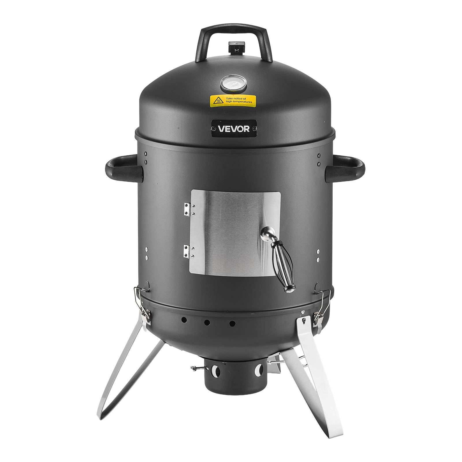 Vevor - VEVOR Fumoir à charbon 406 mm, barbecue vertical en acier revêtu, 2 grilles 375 mm, thermomètre, aérations, cendrier amovible - Image 1