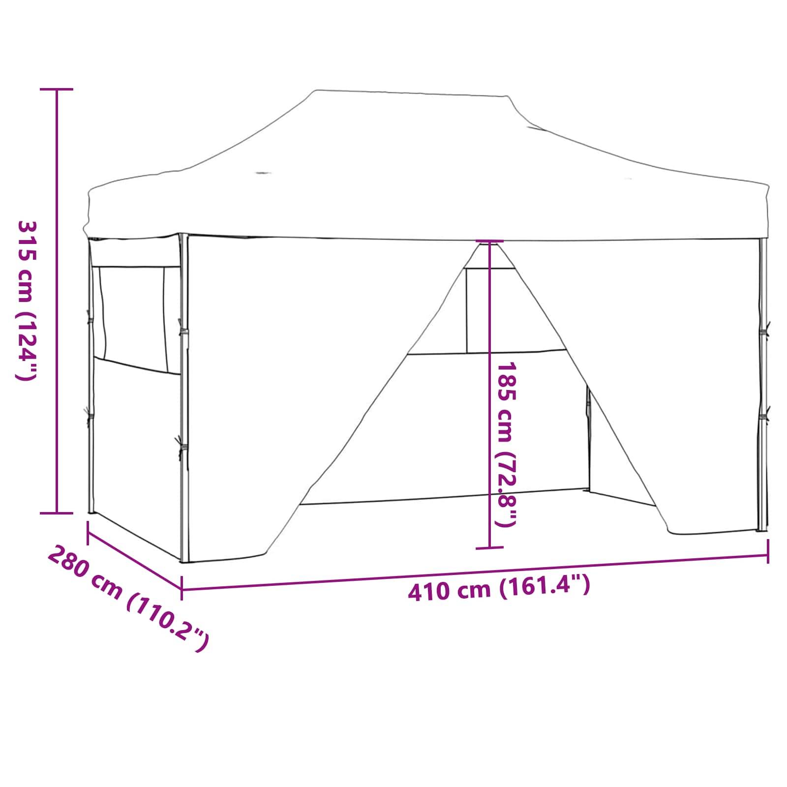ComfortXL - Tente de réception tissu Oxford extérieur événement pop-up 280x410cm anthracite - ComfortXL Outdoor Living - Image 10
