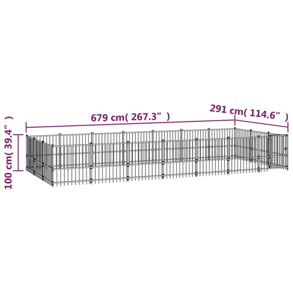 Vidaxl - Chenil d'extérieur pour chiens Acier 19,76 m² vidaXL 3124620 - Imagen 3