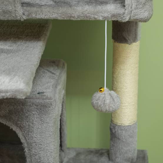 Arbre à chat sisal et peluche gris clair 49 x 49 x 138 cm - PANGIVO - Image 10