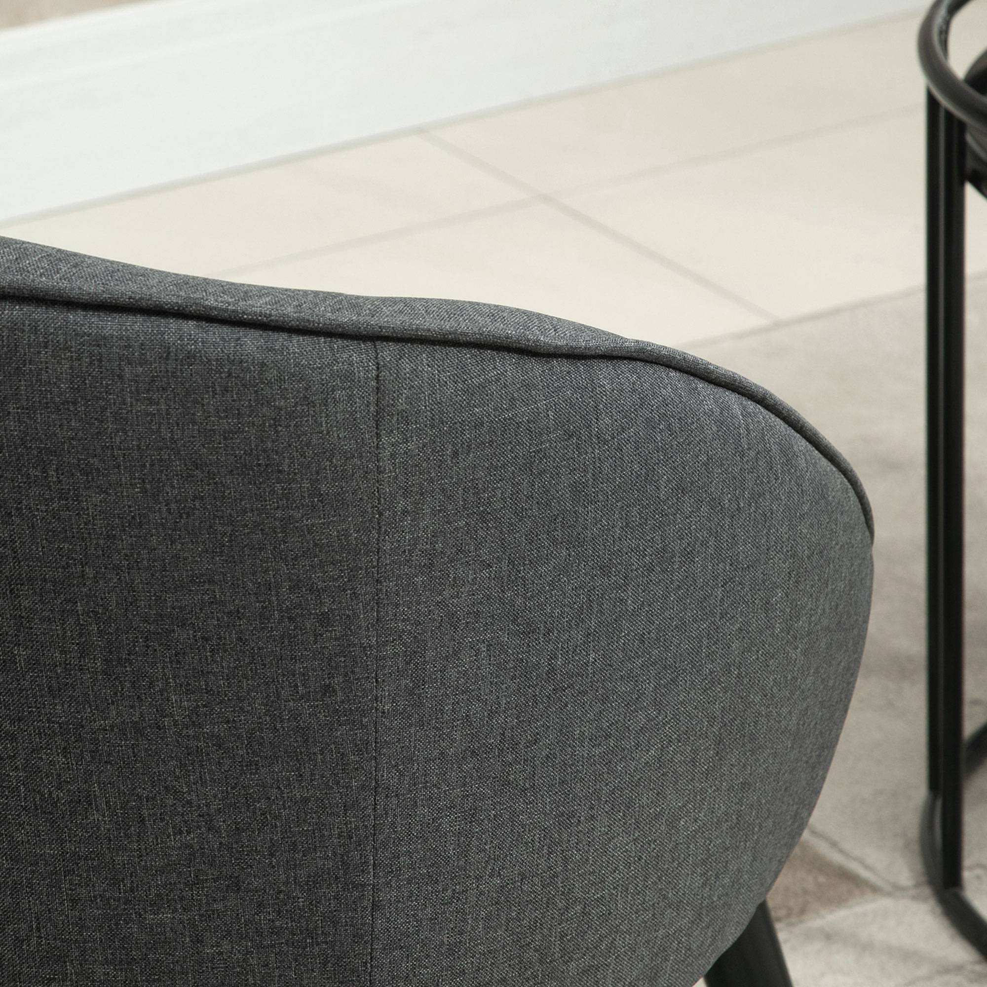 Fauteuil lounge capitonné inclinable style cocktail, revêtement aspect lin, pieds bois, fauteuil de relaxation et lecture, chambre, gris - Image 10