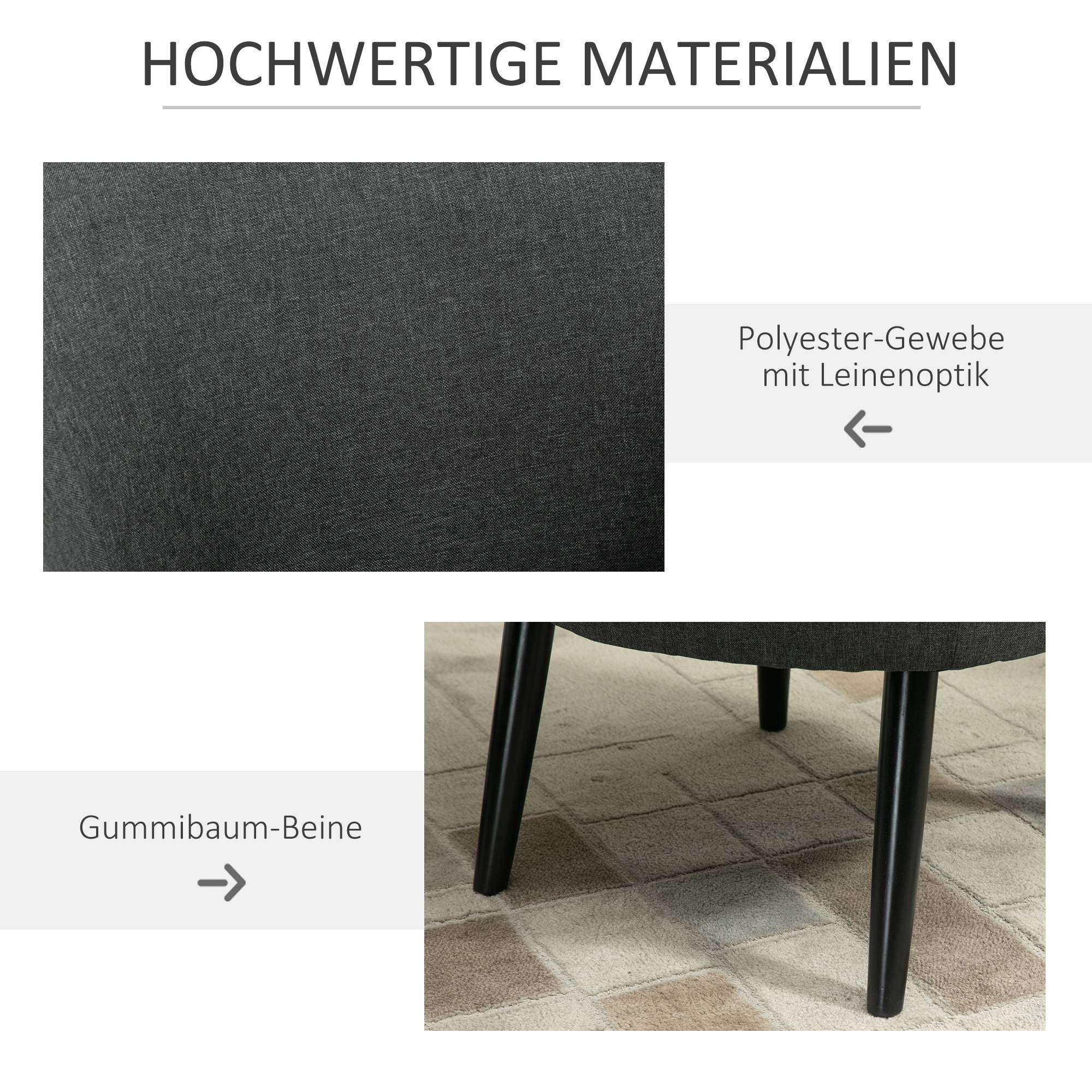 Fauteuil lounge capitonné inclinable style cocktail, revêtement aspect lin, pieds bois, fauteuil de relaxation et lecture, chambre, gris - Image 7