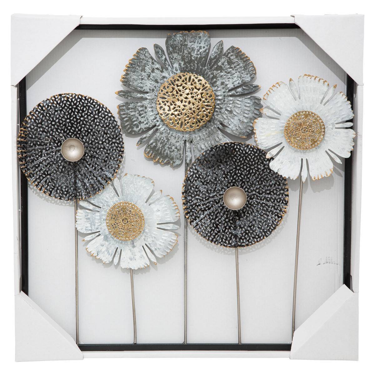 Atmosphera - Déco murale "Fleurs" métal 50x50cm - Atmosphera Créateur d'intérieur - Imagen 2