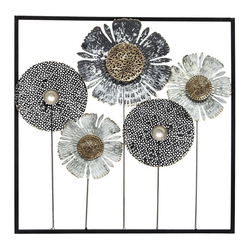 Déco murale métal fleurs 50x50 Atmosphera - Image 1