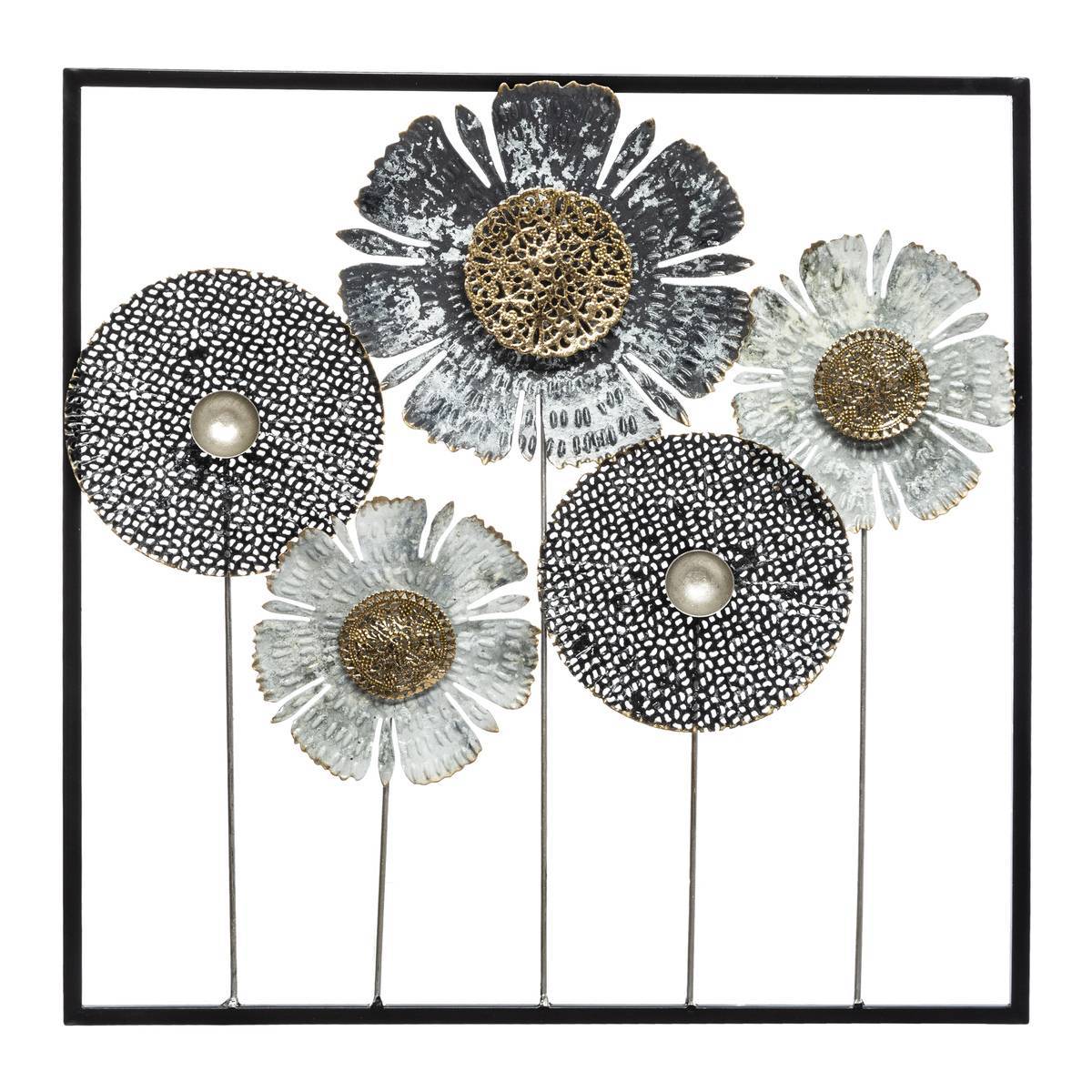 Atmosphera - Déco murale "Fleurs" métal 50x50cm - Atmosphera Créateur d'intérieur - Imagen 1