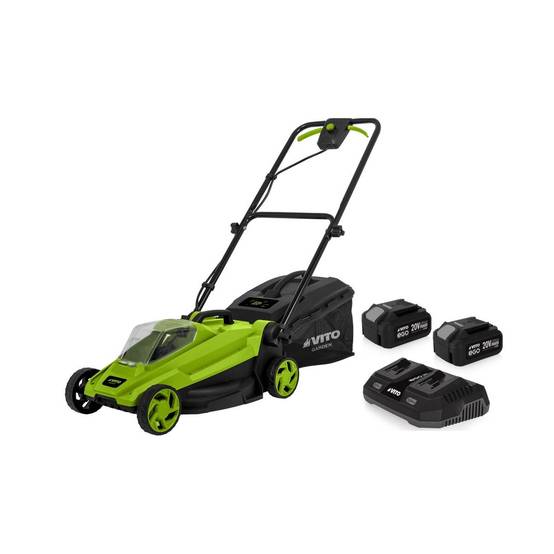 Tondeuse à gazon 20V + 2 Batteries lithium 4.0Ah Chargeur double Bac 30L Gazon 500m2 VITO - Imagen 1