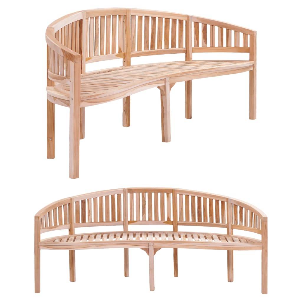 Helloshop26 - Banc de jardin meuble de patio d'extérieur terrasse en forme de banane 200 cm bois de teck solide - Imagen 2