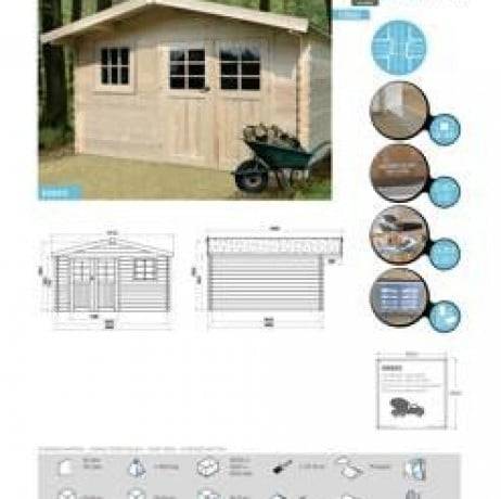 Abri de jardin LINZ en bois 13,21m², Toiture Shingle vert, Plancher Oui - Imagen 5