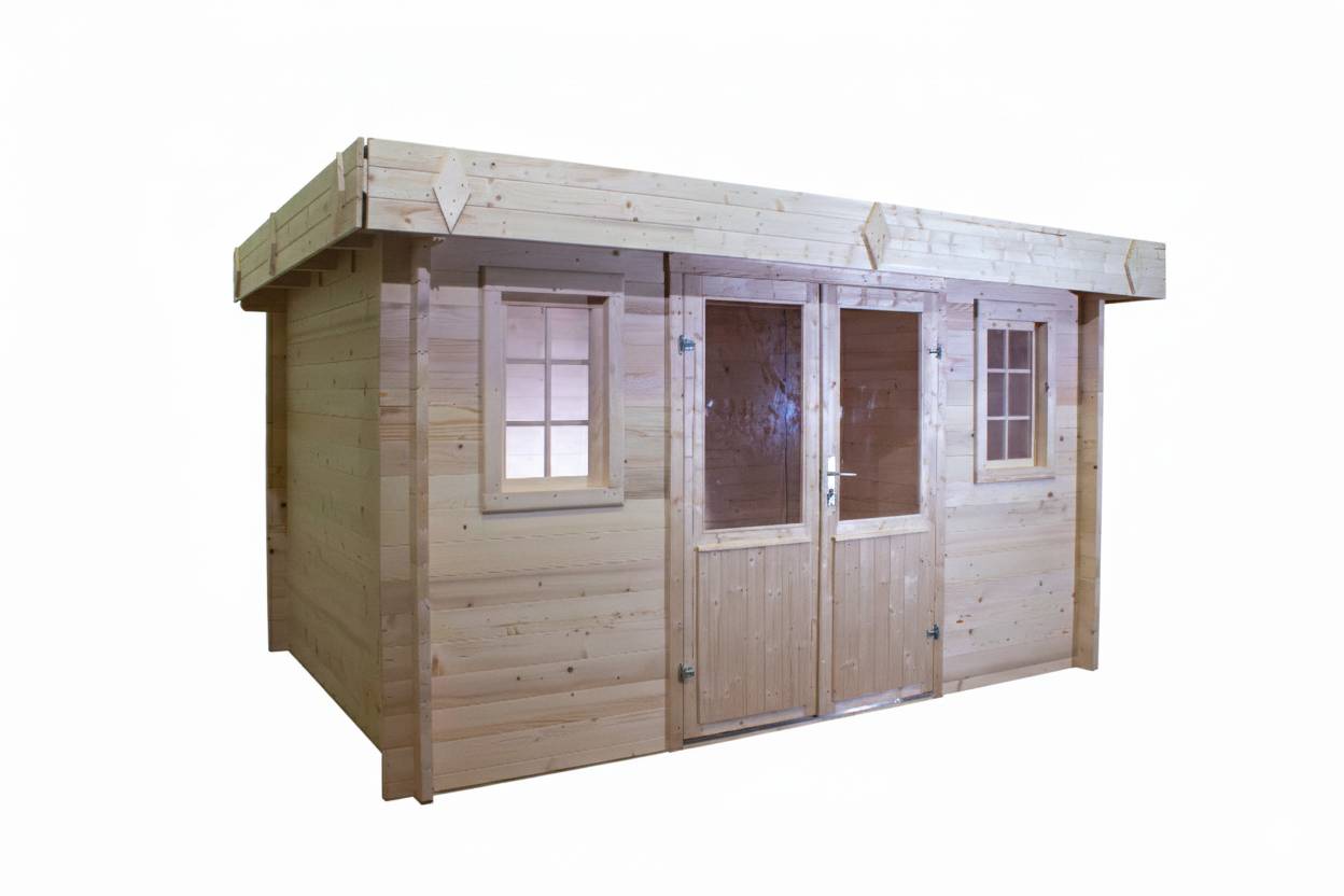 Habrita - Abri Madriers bois massif - 42 mm- surface extérieur 16,40 m2  - Toit plat - bac acier - Image 3