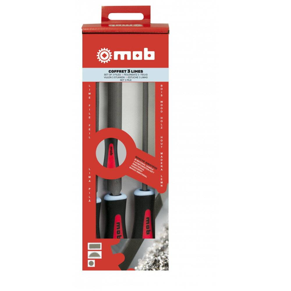 Jeu de 3 limes manche bi-matière - MOB