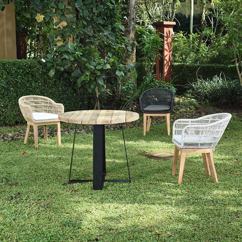 Table métal anthracite et teck recyclé D 90 cm Orsay - Gecko Jardin - Imagen 6