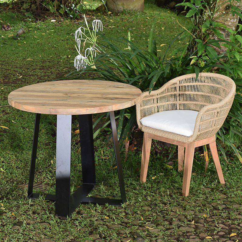 Table métal anthracite et teck recyclé D 90 cm Orsay - Gecko Jardin - Imagen 5