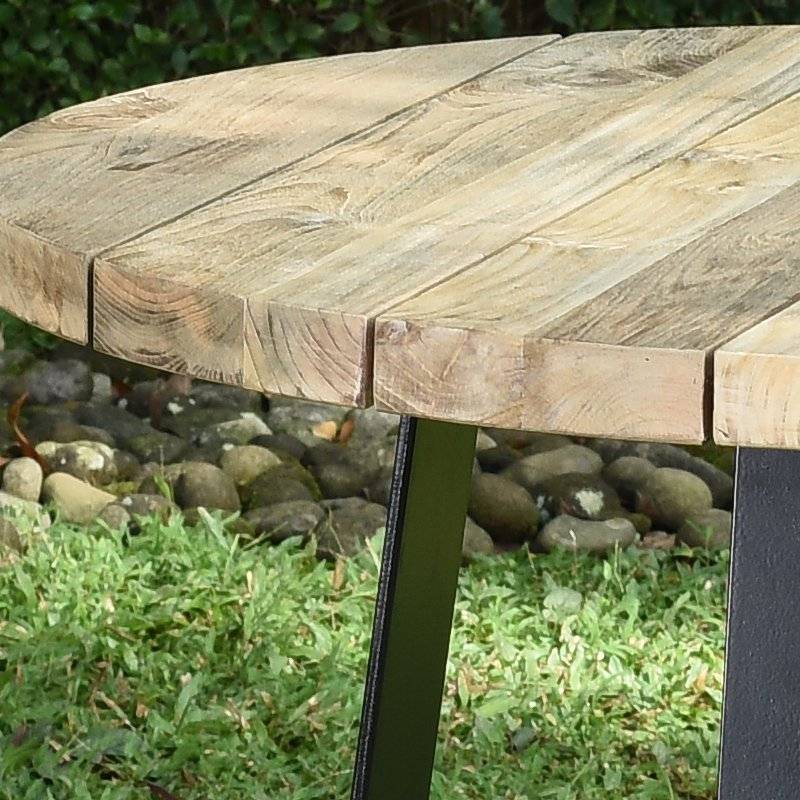 Table métal anthracite et teck recyclé D 90 cm Orsay - Gecko Jardin - Imagen 3