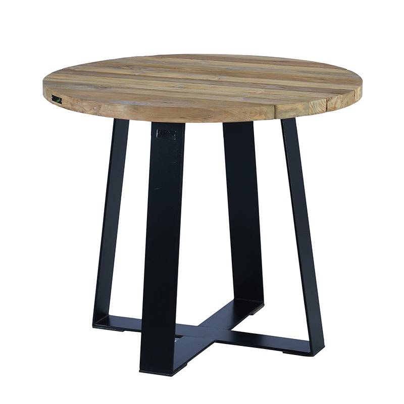 Table métal anthracite et teck recyclé D 90 cm Orsay - Gecko Jardin - Imagen 2