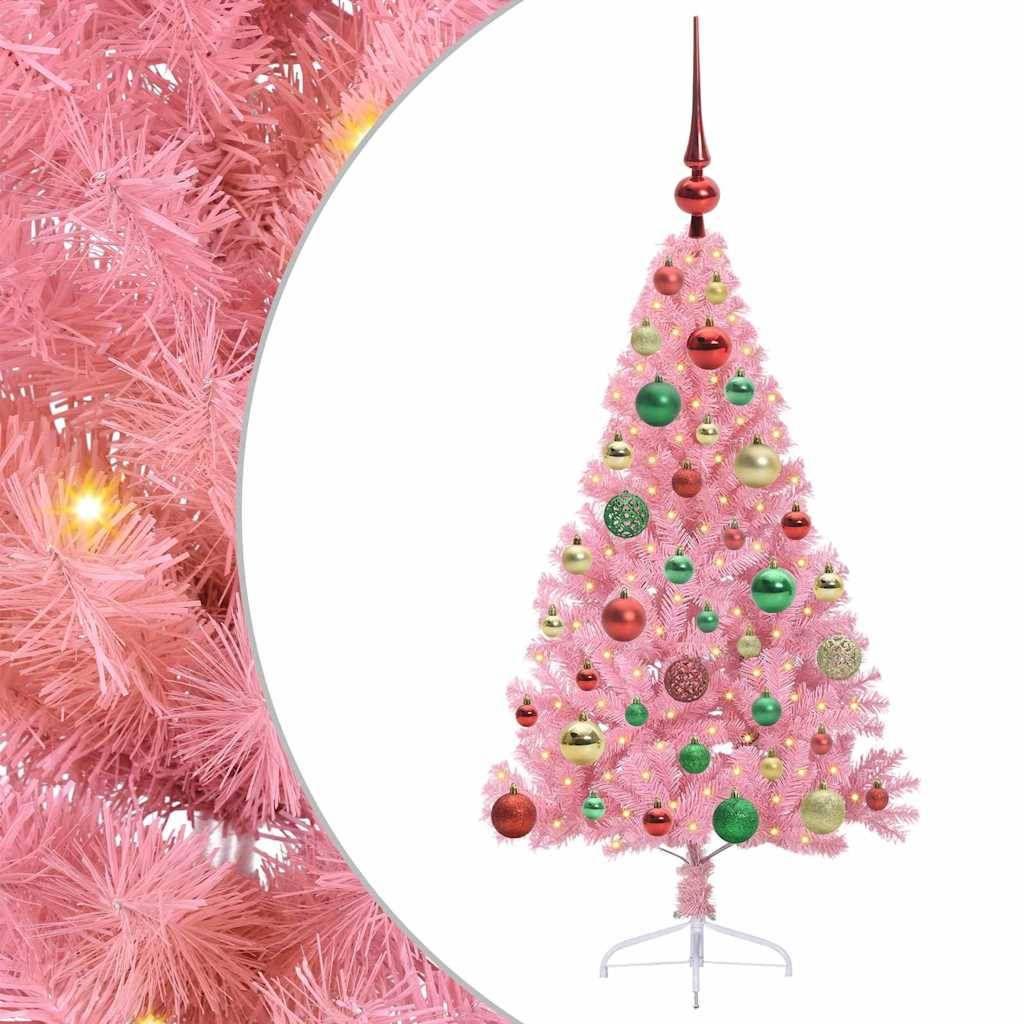 Vidaxl - Sapin de Noël artificiel pré-éclairé Rose 120 cm PVC vidaXL 3397058 - Image 2
