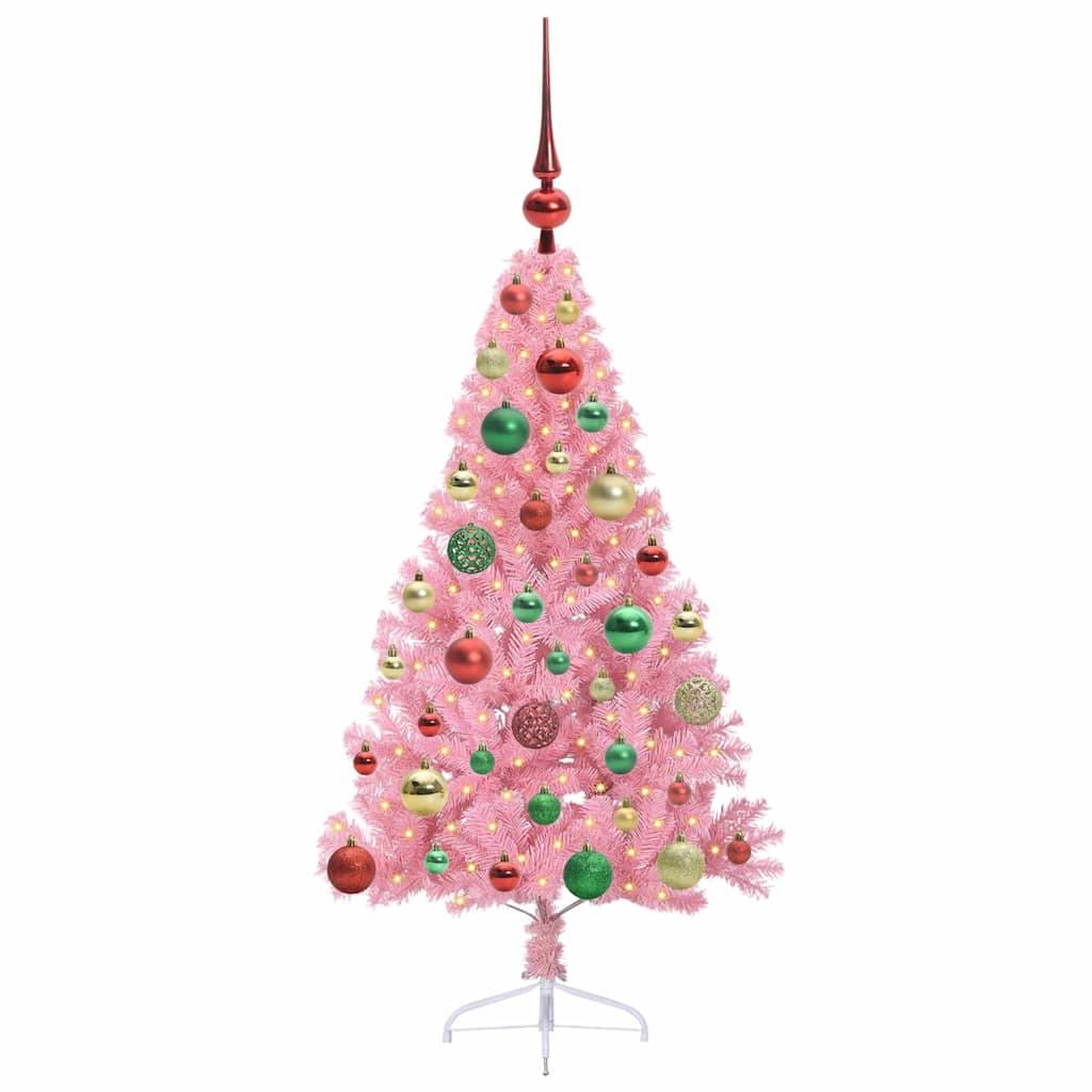 Vidaxl - Sapin de Noël artificiel pré-éclairé Rose 120 cm PVC vidaXL 3397058 - Image 4