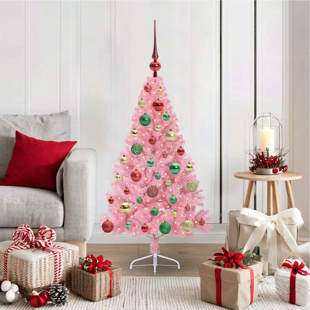 Vidaxl - Sapin de Noël artificiel pré-éclairé Rose 120 cm PVC vidaXL 3397058 - Image 1
