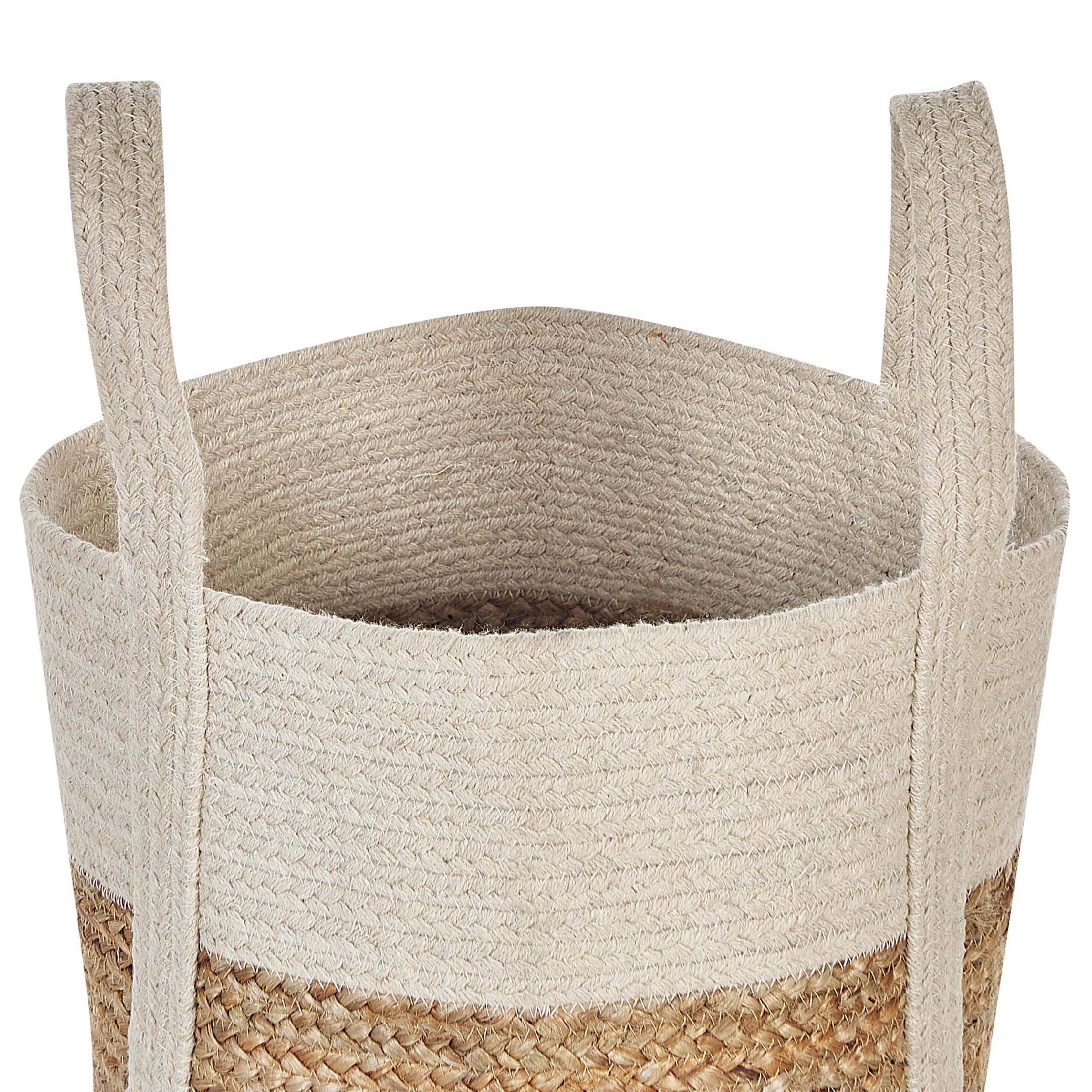 Beliani - Panier Beige et Blanc en Jute Corbeille à Linge Faite Main Tressée Rangement pour Intérieur Accessoire Rangement - Imagen 5