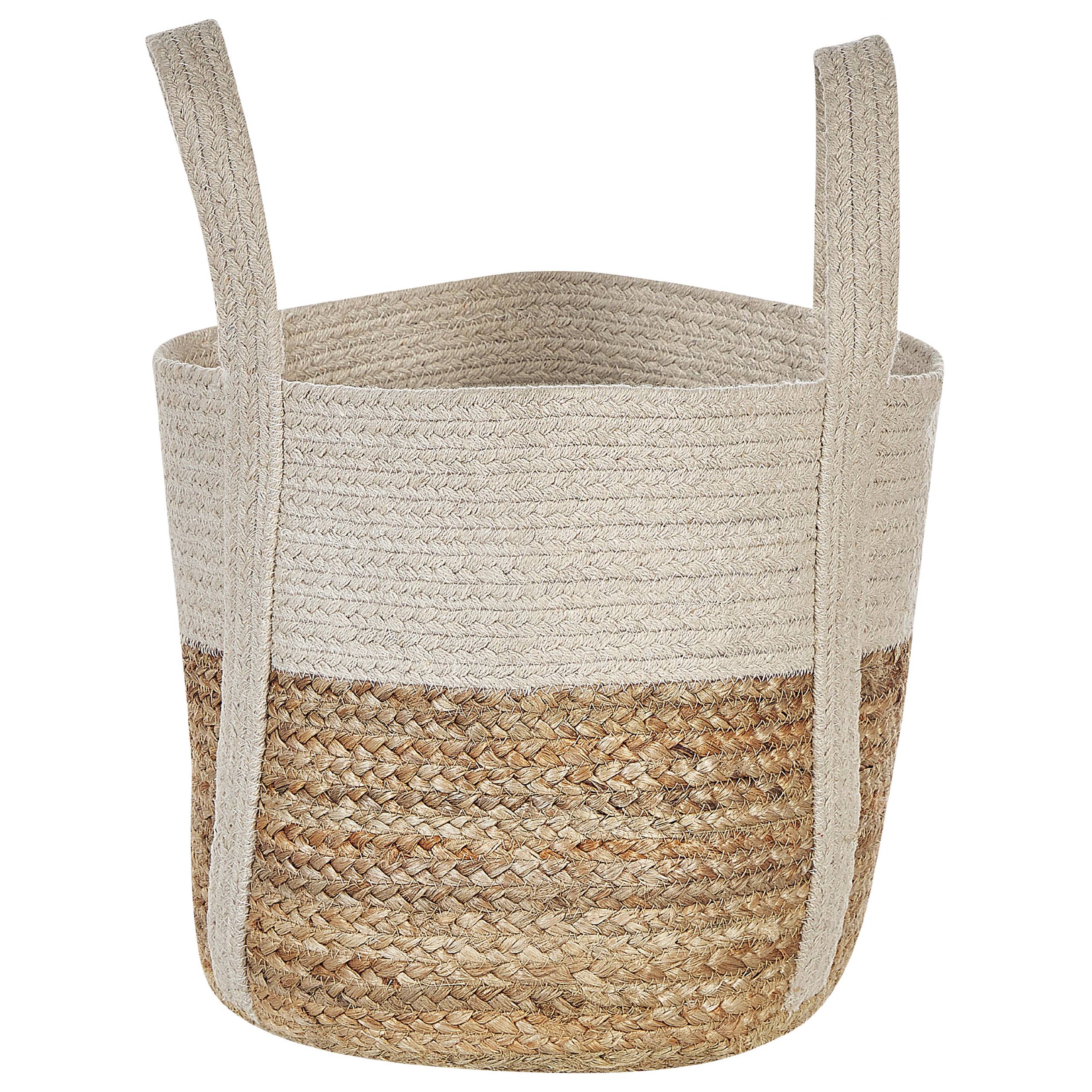 Beliani - Panier Beige et Blanc en Jute Corbeille à Linge Faite Main Tressée Rangement pour Intérieur Accessoire Rangement - Imagen 1