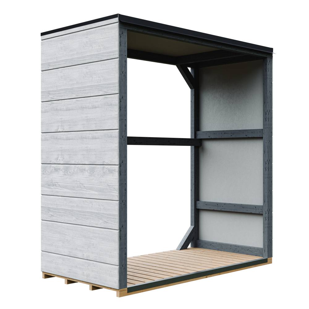Timbela - Abri à bûches extérieur 1,14 m² / 75x153xH159 cm - Remise extérieure pour bois de chauffage résistante aux intempéries - Timbela M980-1-TUNDRA CAVERN - Image 1