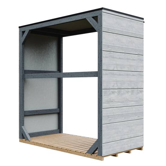 Timbela - Abri à bûches extérieur 1,14 m² / 75x153xH159 cm - Remise extérieure pour bois de chauffage résistante aux intempéries - Timbela M980-1-TUNDRA CAVERN - Image 2