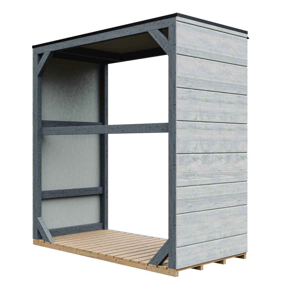 Timbela - Abri à bûches extérieur 1,14 m² / 75x153xH159 cm - Remise extérieure pour bois de chauffage résistante aux intempéries - Timbela M980-1-TUNDRA CAVERN - Image 2