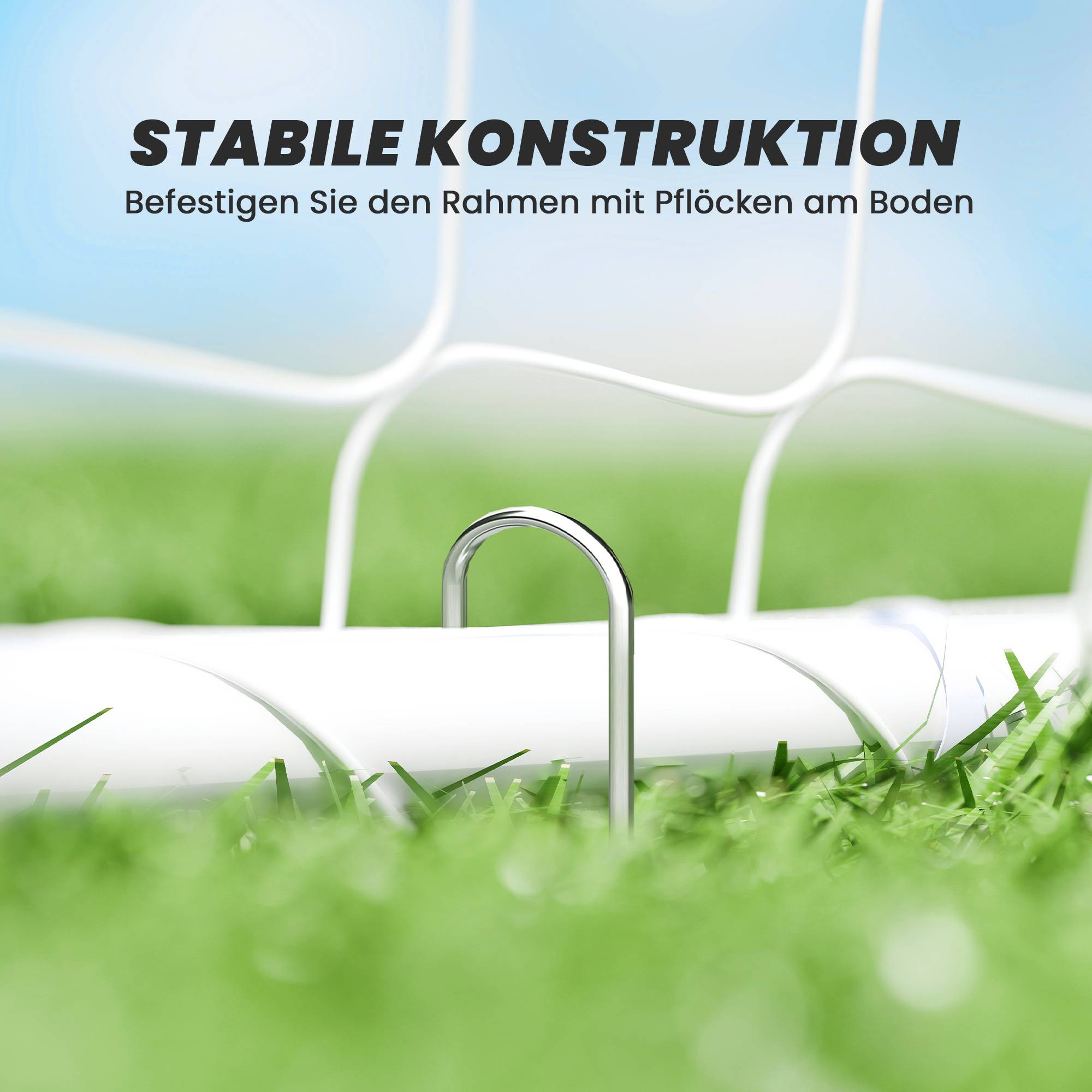 But de football pour matchs et entraînements, résistant aux UV, robuste, ancrages au sol, blanc - Image 7