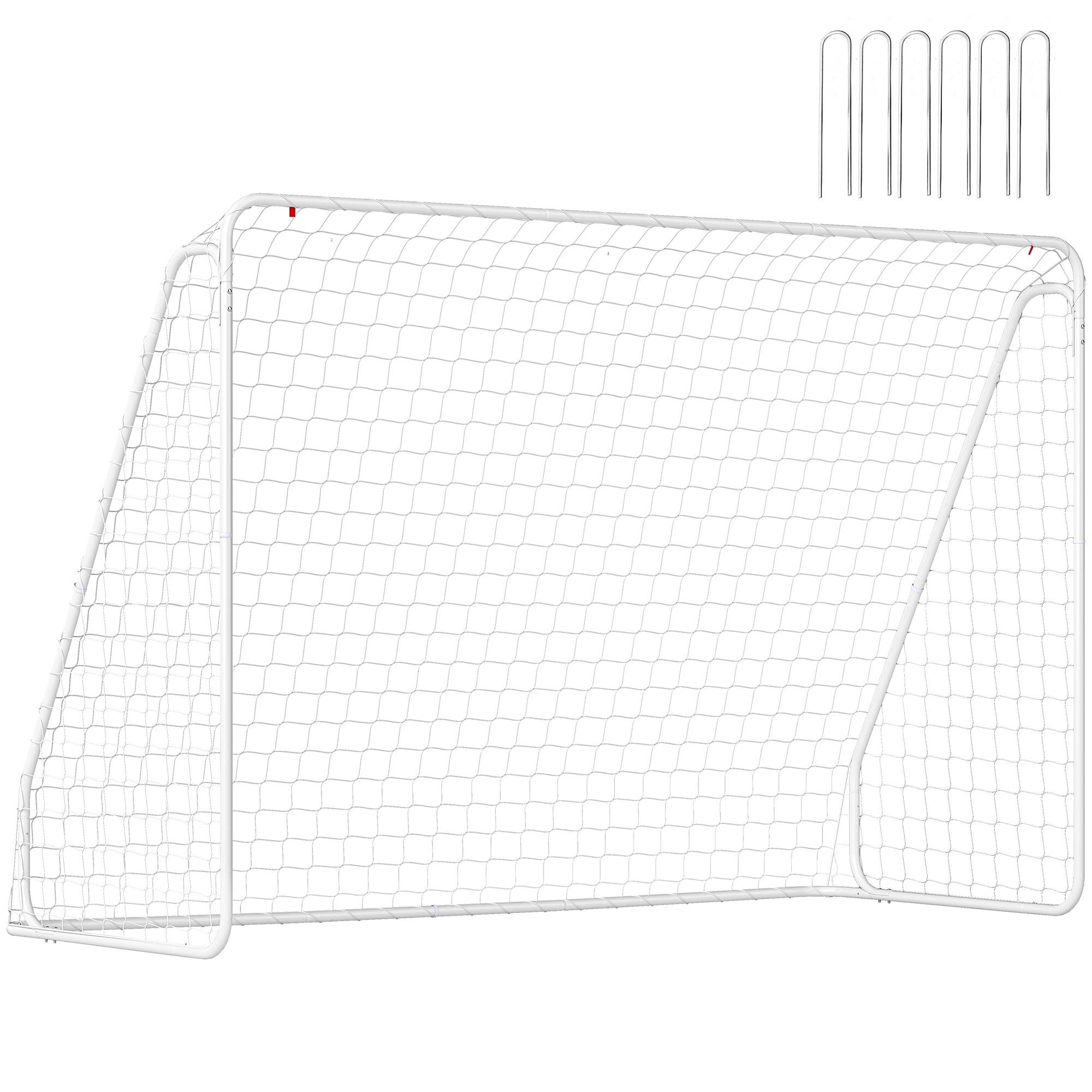 But de football pour matchs et entraînements, résistant aux UV, robuste, ancrages au sol, blanc - Image 1