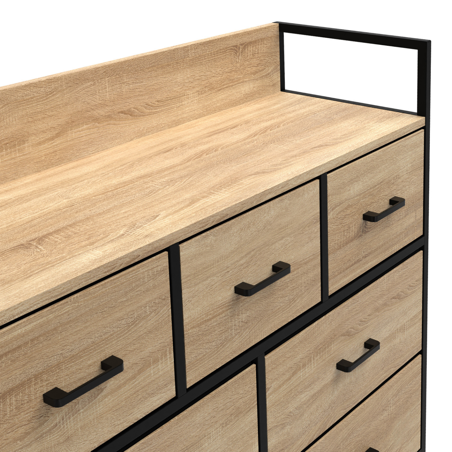 Commode 7 tiroirs en tissu UTAH 100 cm meuble de rangement design industriel - Image 5