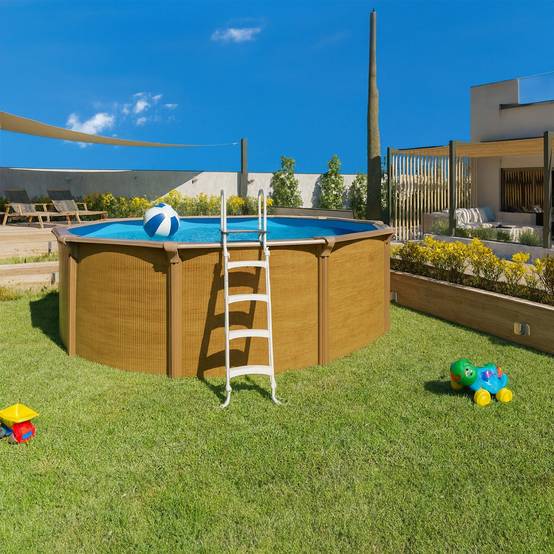 Piscine hors sol acier ronde Ø 4,55 x 1,32 m aspect bois OSMOSE - Image 2