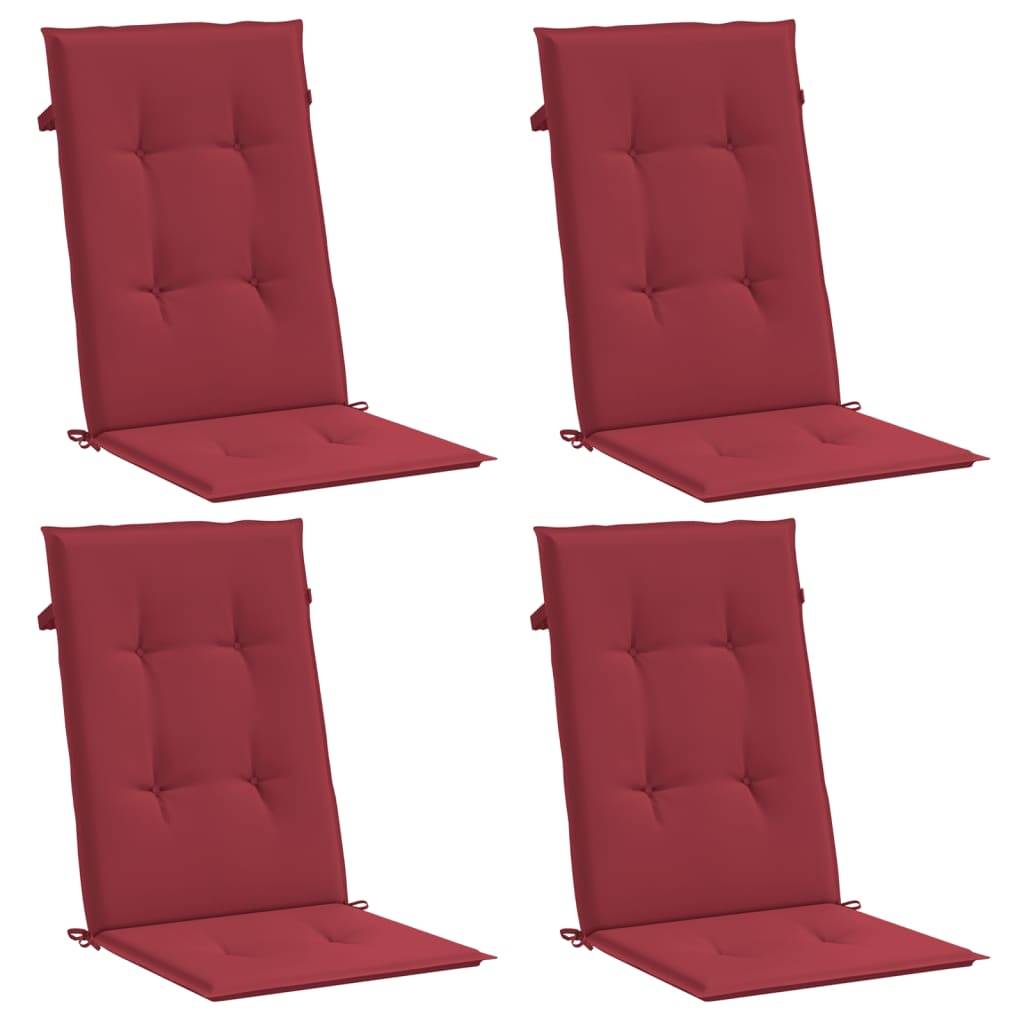 Coussins de chaise à dossier haut polyester bordeaux 120 x 50 x 3 cm - PANGIVO - Image 3
