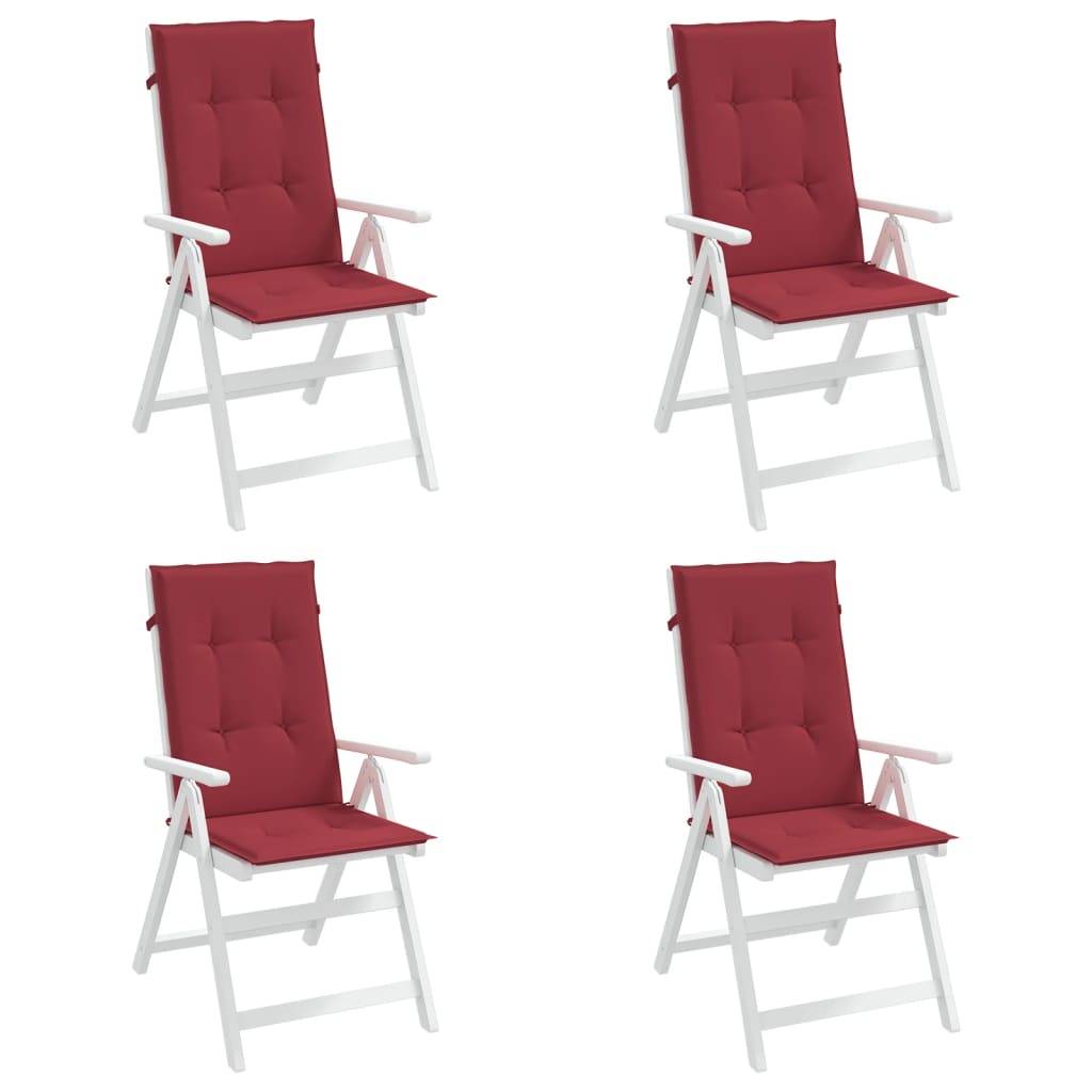 Coussins de chaise à dossier haut polyester bordeaux 120 x 50 x 3 cm - PANGIVO - Image 4