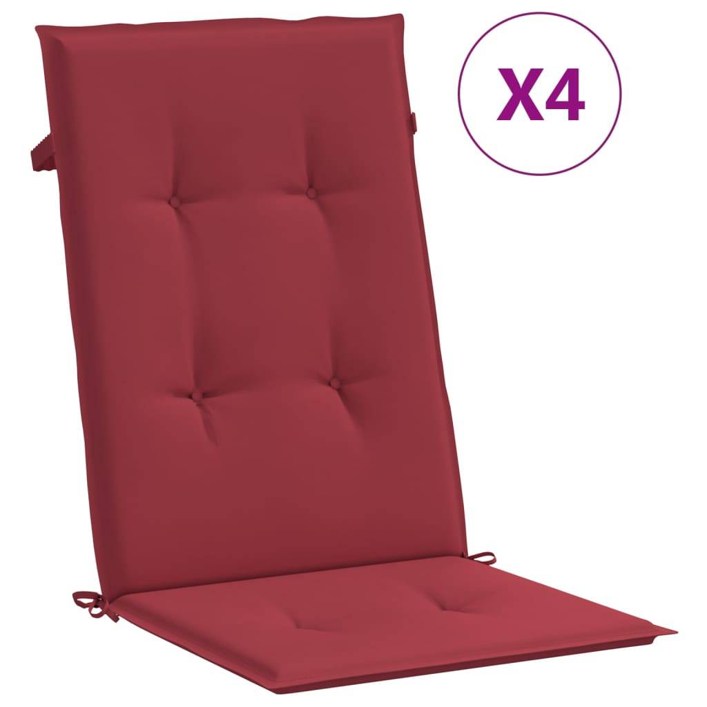 Coussins de chaise à dossier haut polyester bordeaux 120 x 50 x 3 cm - PANGIVO - Image 2