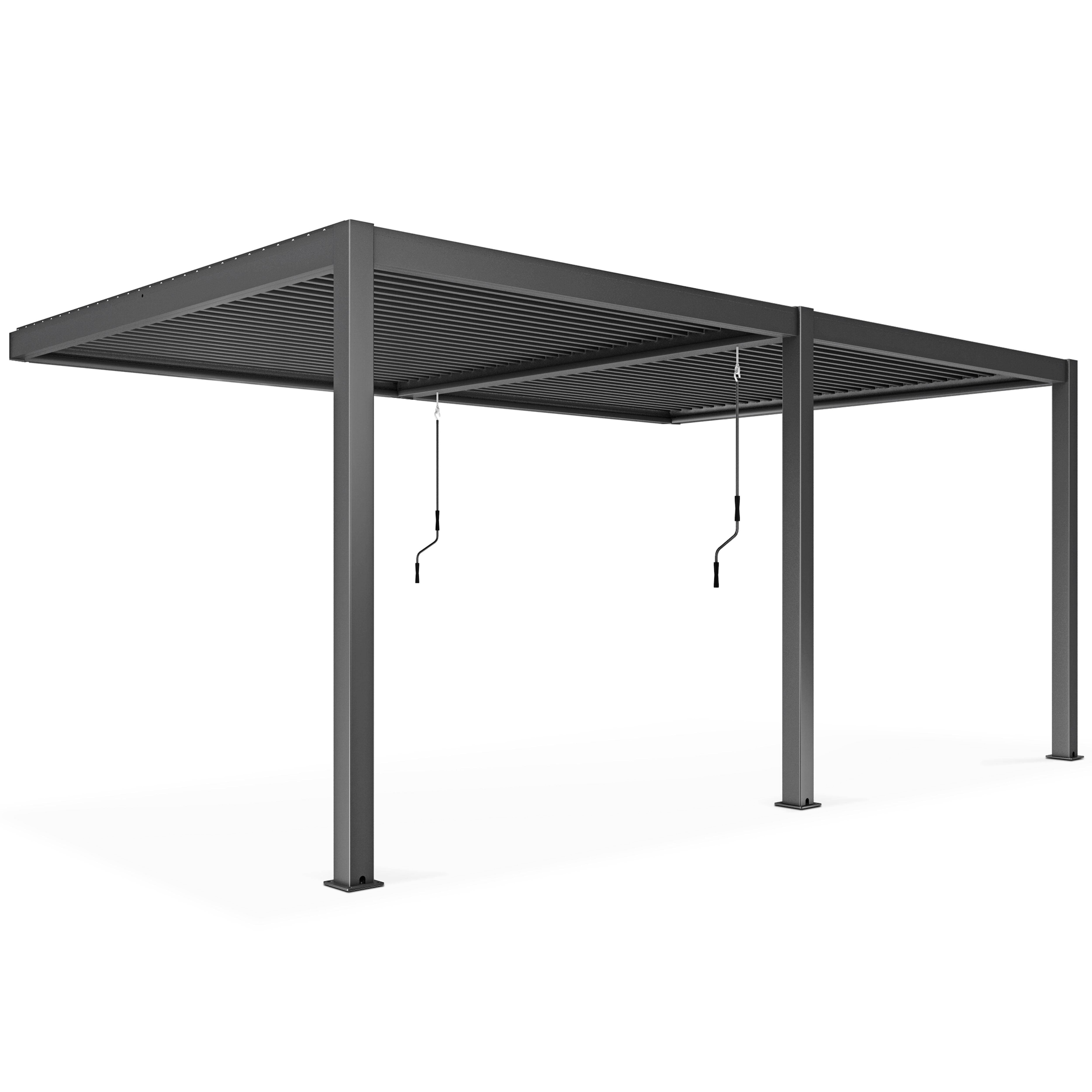 Oviala - Pergola bioclimatique adossée Aluminium 6 x 3 x 2.57 m Oia - Oviala - Imagen 2
