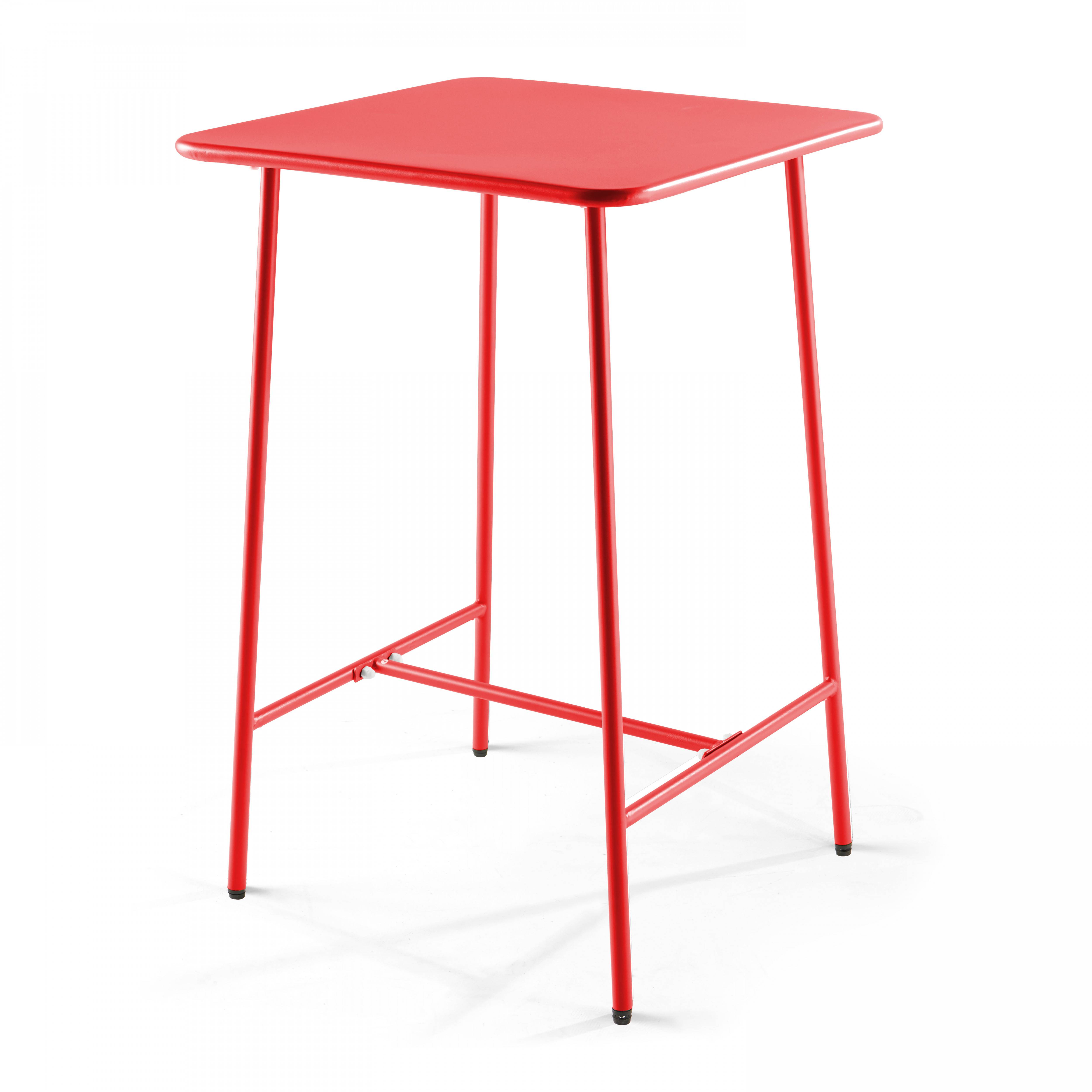 Oviala - Ensemble table de bar et 4 chaises hautes en métal rouge Palavas - Oviala - Imagen 6