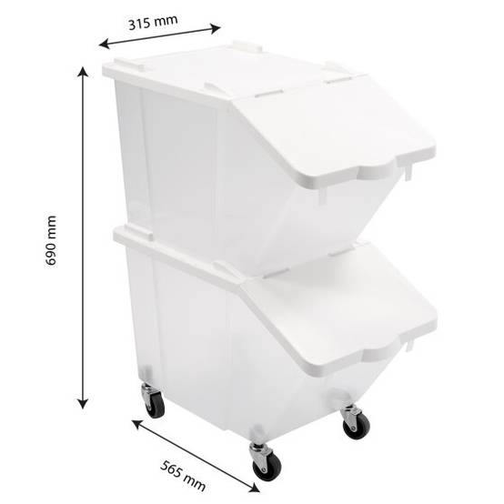 Bacs à ingrédients 30 L + couvercles + 4 roues - Lot de 2 - Gilac - Image 2