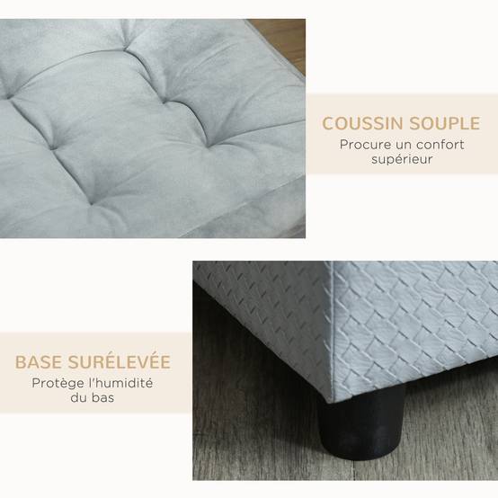 ComfortXL - Canapé rangement velours pour chien et chat repos sécurisé 76x45x43cm gris clair - ComfortXL Outdoor Living - Image 10