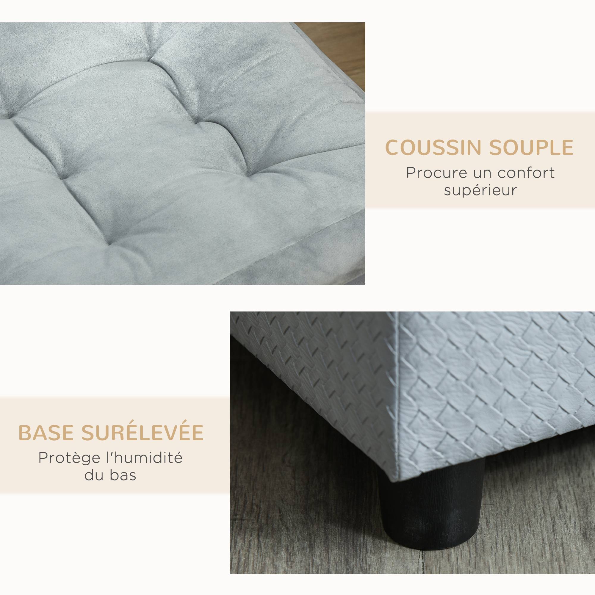ComfortXL - Canapé rangement velours pour chien et chat repos sécurisé 76x45x43cm gris clair - ComfortXL Outdoor Living - Image 10