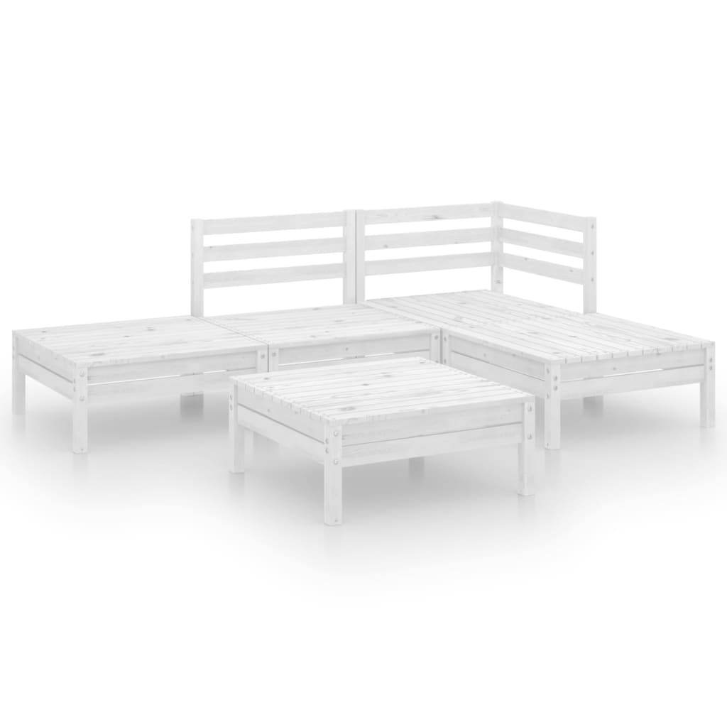 Maison Chic - 5 pcs salon de jardin - Mobilier d'extérieur - Mobilier de jardin Bois de pin massif Blanc-JU7524