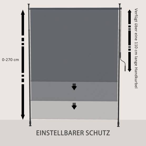 Store Vertical Extérieur sans Perçage Balcon Terrasse Brise-Vue Rétractable Gris 200x305cm - ComfortXL Outdoor Living - Image 5