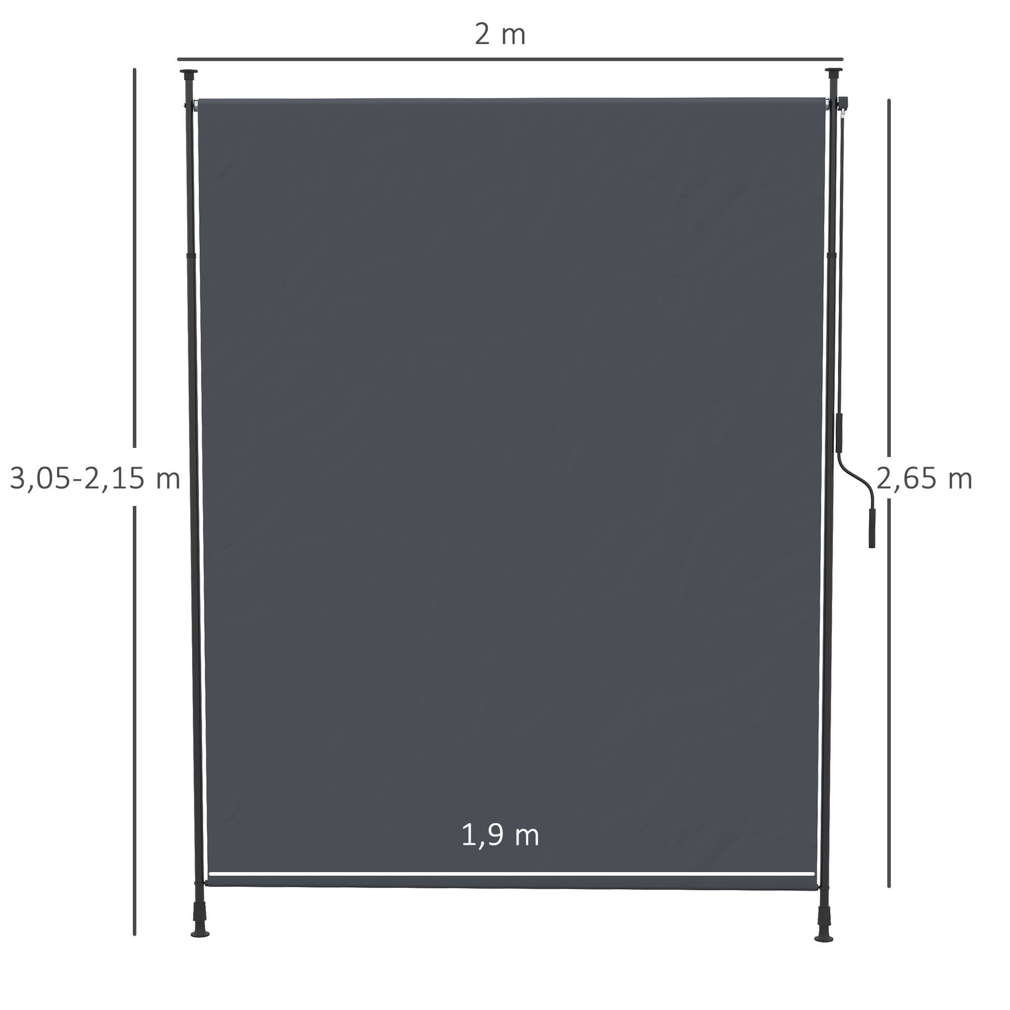 Store Vertical Extérieur sans Perçage Balcon Terrasse Brise-Vue Rétractable Gris 200x305cm - ComfortXL Outdoor Living - Image 3