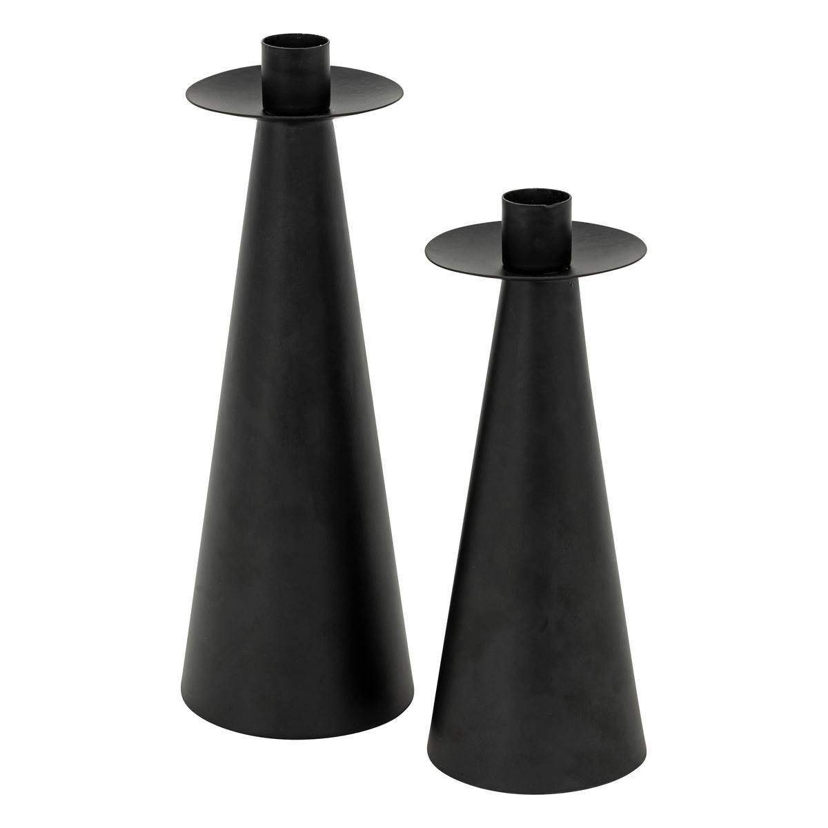 Atmosphera - Lot de 2 Bougeoirs Chandeliers en métal noir mat H 20 et H 24 cm - Imagen 1