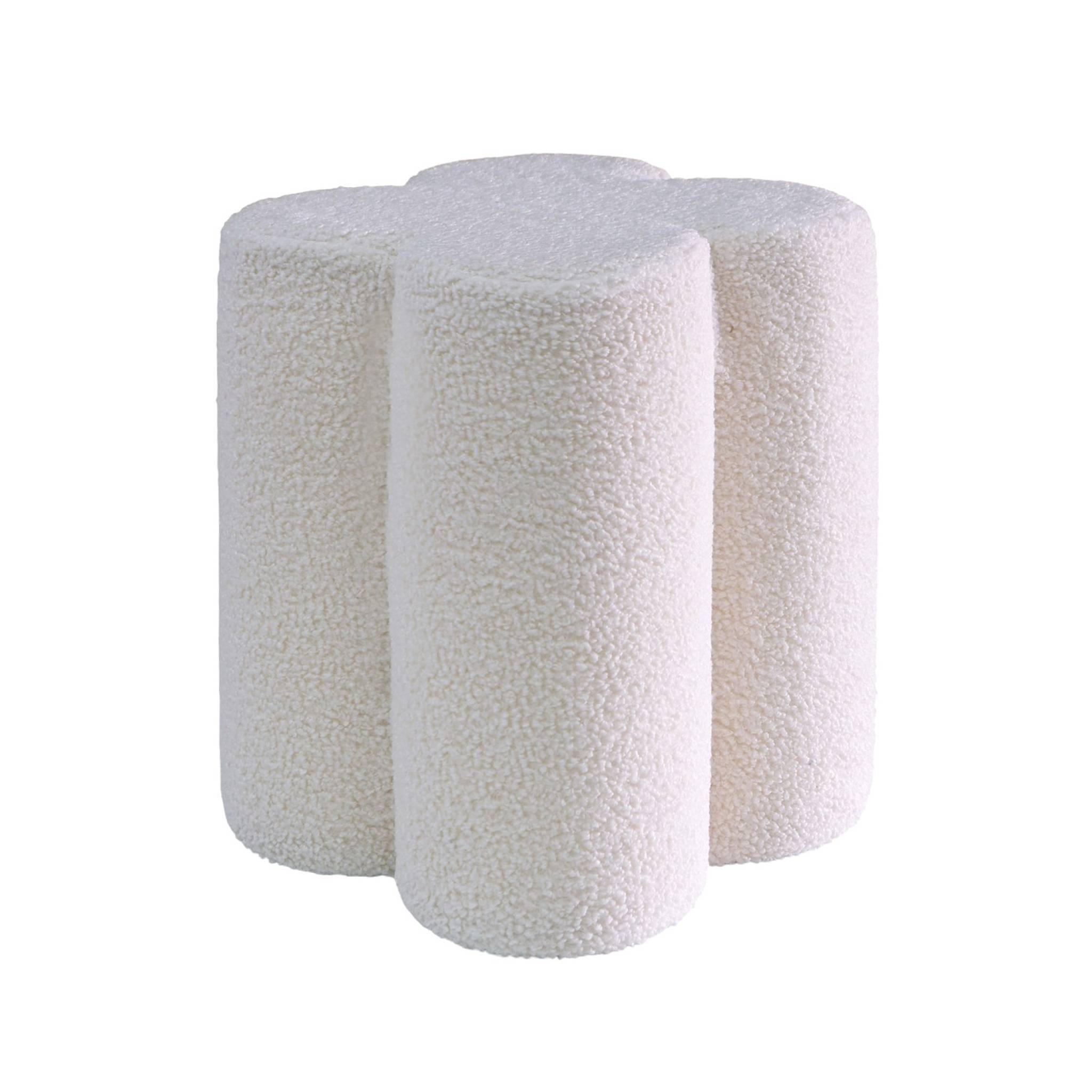 sweeek - Pouf tabouret trèfle bouclette blanc Ø38 x H 40cm - Clover | sweeek - Image 2