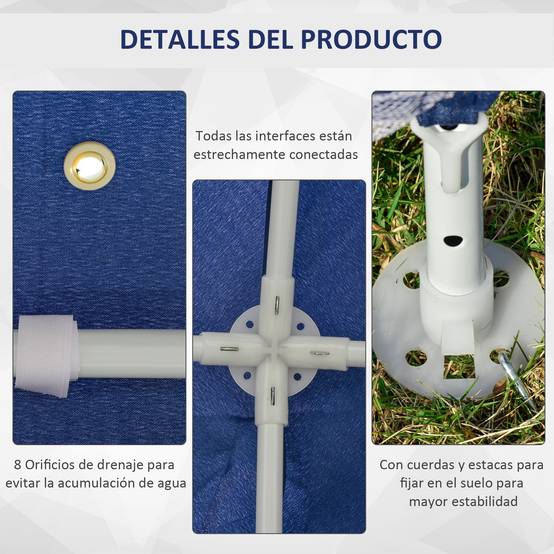 Tonnelle de Jardin 3x3 m avec Moustiquaires Pavillon Acier Protection UV Bleu - ComfortXL Outdoor Living - Image 8