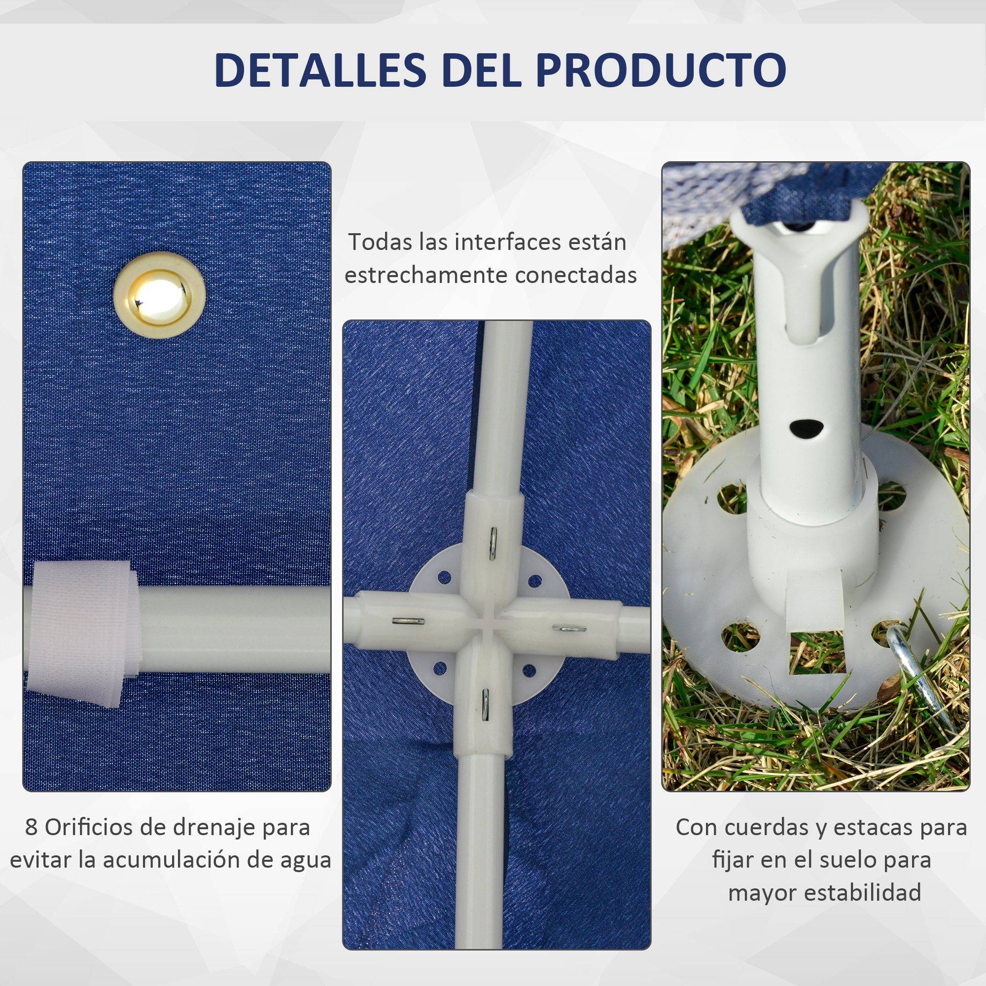 Tonnelle de Jardin 3x3 m avec Moustiquaires Pavillon Acier Protection UV Bleu - ComfortXL Outdoor Living - Image 8