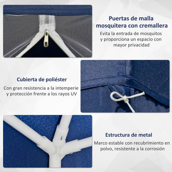 Tonnelle de Jardin 3x3 m avec Moustiquaires Pavillon Acier Protection UV Bleu - ComfortXL Outdoor Living - Image 7