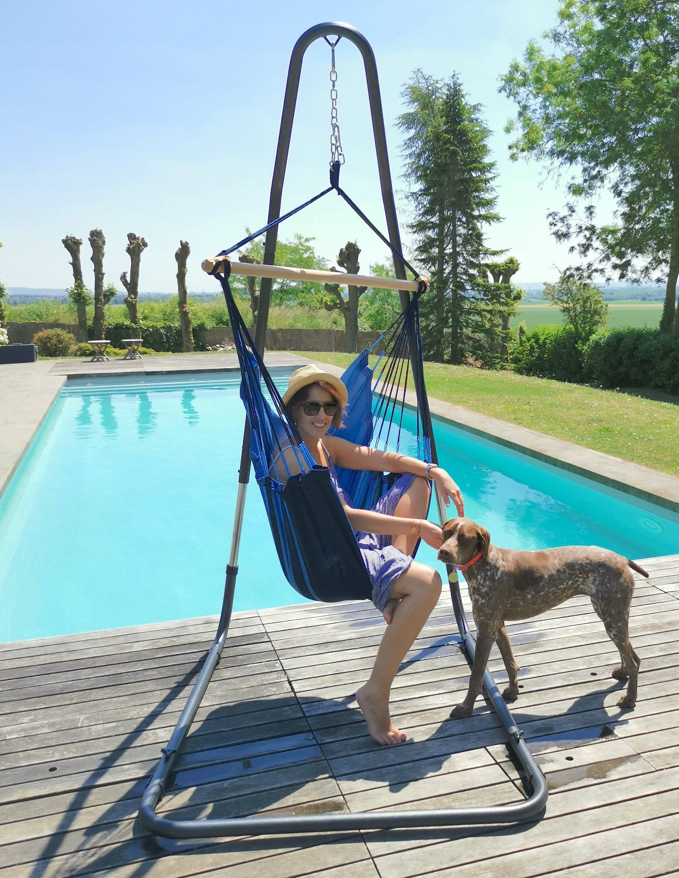Jobek - Support Métal Sonio Anthracite Réglable pour chaise hamac 115x130x200-240 cm JOBEK - Imagen 4