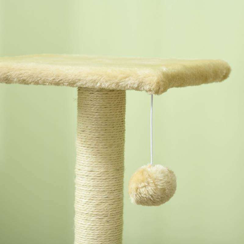 Arbre à Chat 72 cm Multi-Niveaux avec Poteaux en Sisal, Plateforme et Balles en Peluche, Griffoir pour Chats de Taille Moyenne, Blanc Crème - Image 7