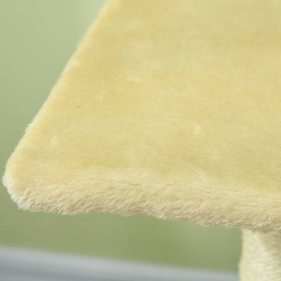 Arbre à Chat 72 cm Multi-Niveaux avec Poteaux en Sisal, Plateforme et Balles en Peluche, Griffoir pour Chats de Taille Moyenne, Blanc Crème - Image 9
