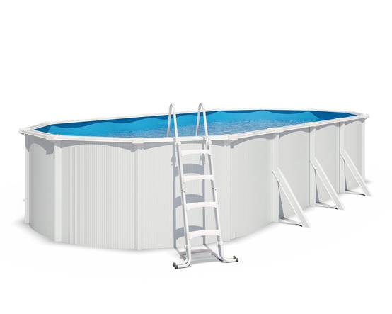 Piscine hors sol acier ovale 7,30 x 3,65 x 1,32 m blanche SAPHIR - Image 1